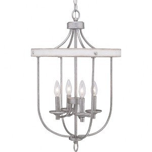 Progress Lighting Gulliver 4-Light Foyer Pendant, Galvanized Finish, Rustic Wood Grained Texture - 1 of 4