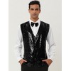Lars Amadeus Men's Sequin Shiny Slim Fit Sleeveless Suit Waistcoat Set with Bow Tie - 2 of 4