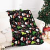 Lomsoe Black Christmas Throw Blanket, Santa Claus Christmas Tree Printed Flannel Blanket, Soft, Plush, Warm Winter Cabin Bed Throw - 4 of 4