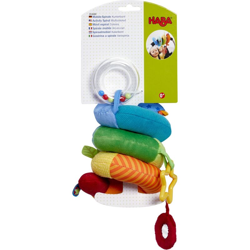 HABA Rainbow Activity Spiral - Plush Baby Toy for Car Seat or Stroller, 4 of 6