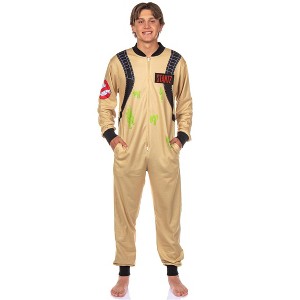 Seven Times Six Ghostbusters Union Suit Adult Jumpsuit Costume One Piece Pajama Sleepwear Brown - 1 of 4