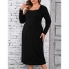 Women's Plus Size Sweater Dress Square Neck Long Sleeve Casual Fall Winter Tunic Knit Midi Dress - 2 of 4