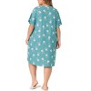 Agnes Orinda Women's Plus Size Comfort Pattern V Neck Short Sleeve Nightgowns - 4 of 4