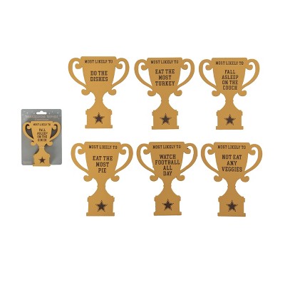 Transpac MDF Thanksgiving Awards Set of 6 Decorative Sculptures for Fall Harvest Tabletop Decor and Gift Giving