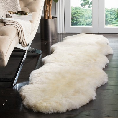 Natural White Handmade Sheepskin Runner Rug