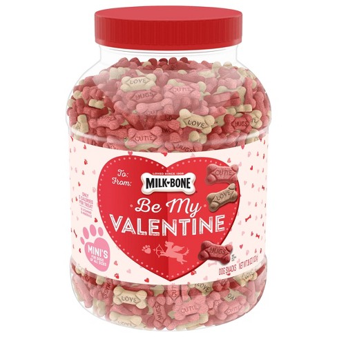 Milk-Bone Be My Valentine Snacks Dog Treats Biscuits Canister with Chicken, Bacon & Beef Flavor - 36oz - image 1 of 4