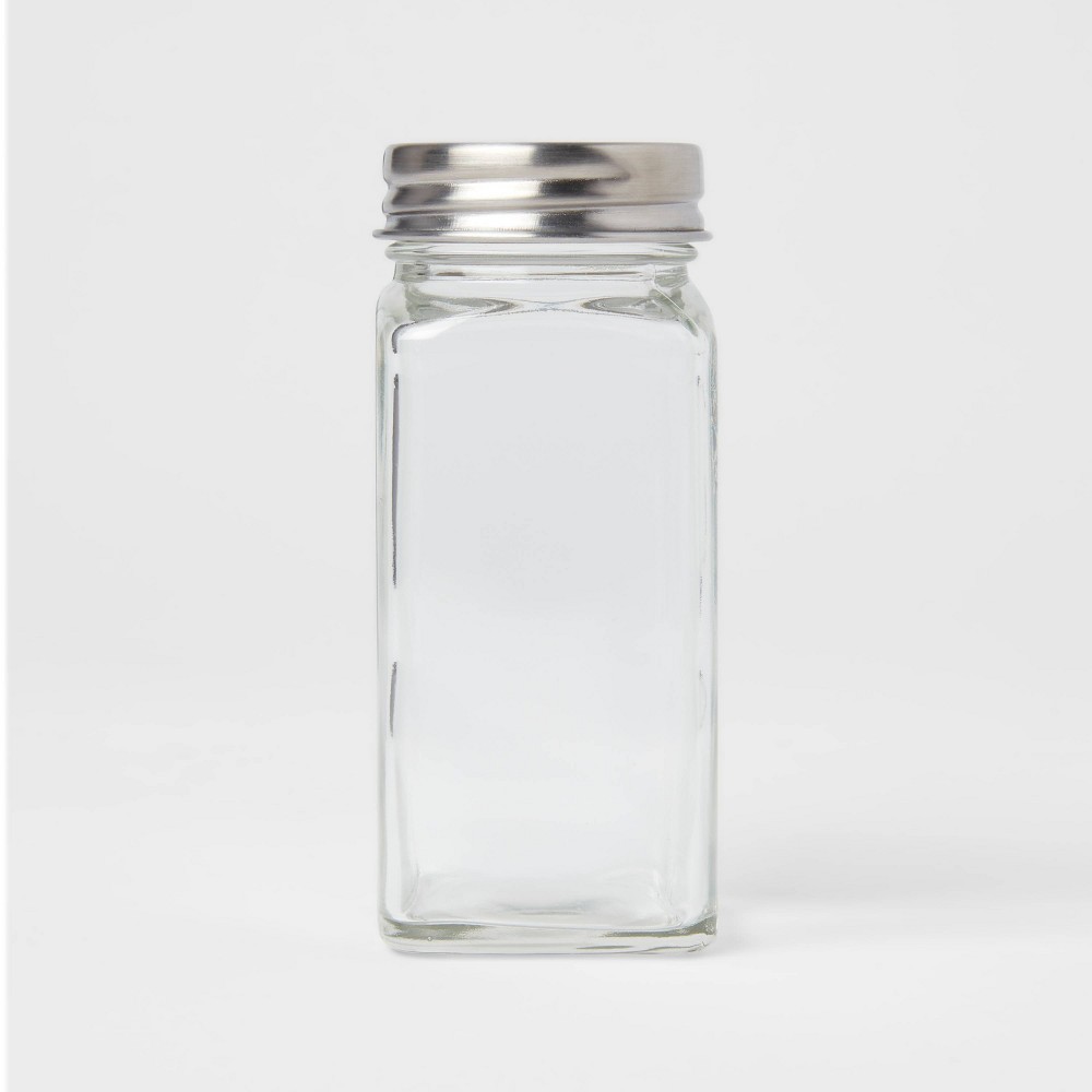 3.5oz Glass Square Spice Jar - Threshold™: Traditional Clear Seasoning Bottle, Hand Wash, 4.13" Height