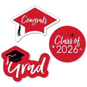 Big Dot of Happiness Red 2026 Graduation Party - DIY Shaped Cut-Outs - 24 Count - 1 of 4