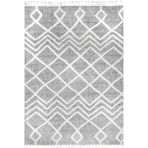 Nuloom Wylde Moroccan 4x6 Shag Indoor Area Rug for Living Room Bedroom Dining Room Nursery Kitchen, Grey/Ivory - 1 of 4