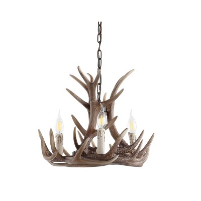 18" LED Adjustable Resin Antler Chandelier Brown - Jonathan Y