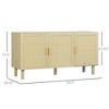 Boho Kitchen Cabinet, Buffet Cabinet with 3 Rattan Doors and Adjustable Shelves for Dining Room - 3 of 4