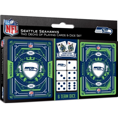 MasterPieces Officially Licensed NFL Seattle Seahawks 2-Pack Playing cards  & Dice set for Adults