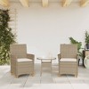 vidaXL Patio Chairs with Cushions Outdoor 2 Pcs Poly Rattan and Solid Wood - Beige Rattan Armrest - 3 of 4