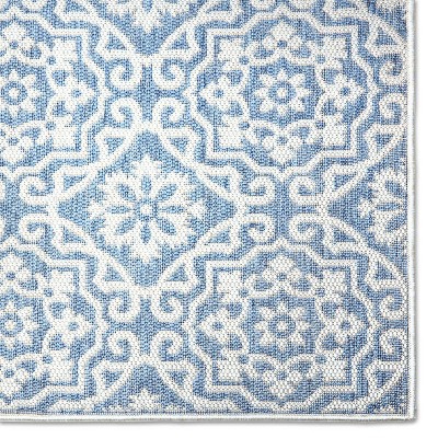 Danica Blue/Gray Geometric Medallion Indoor/Outdoor Rug