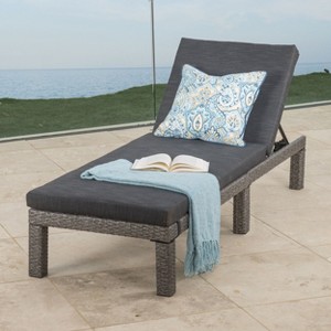 NicBex Solid Wood Patio Chaise Lounge Chair with Comfort Cushion, Outdoor Recliner for Beach, Pool, Garden, Black - 1 of 4