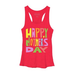 Women's Design By Humans Happy Mother's Day Colorful Text By Yunta Racerback Tank Top - 1 of 2
