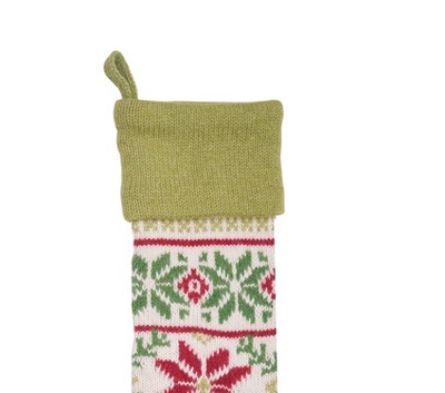 Traditional Red Green and White Knit Christmas Stocking