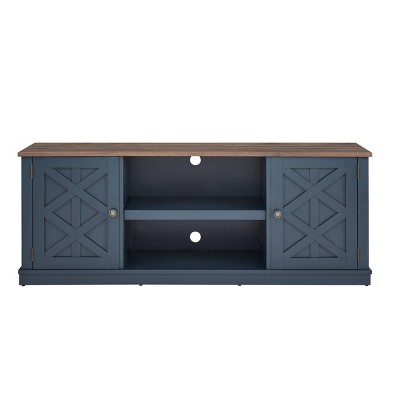 58" TV Stand for TVs up to 64" Navy/Walnut - Home Essentials