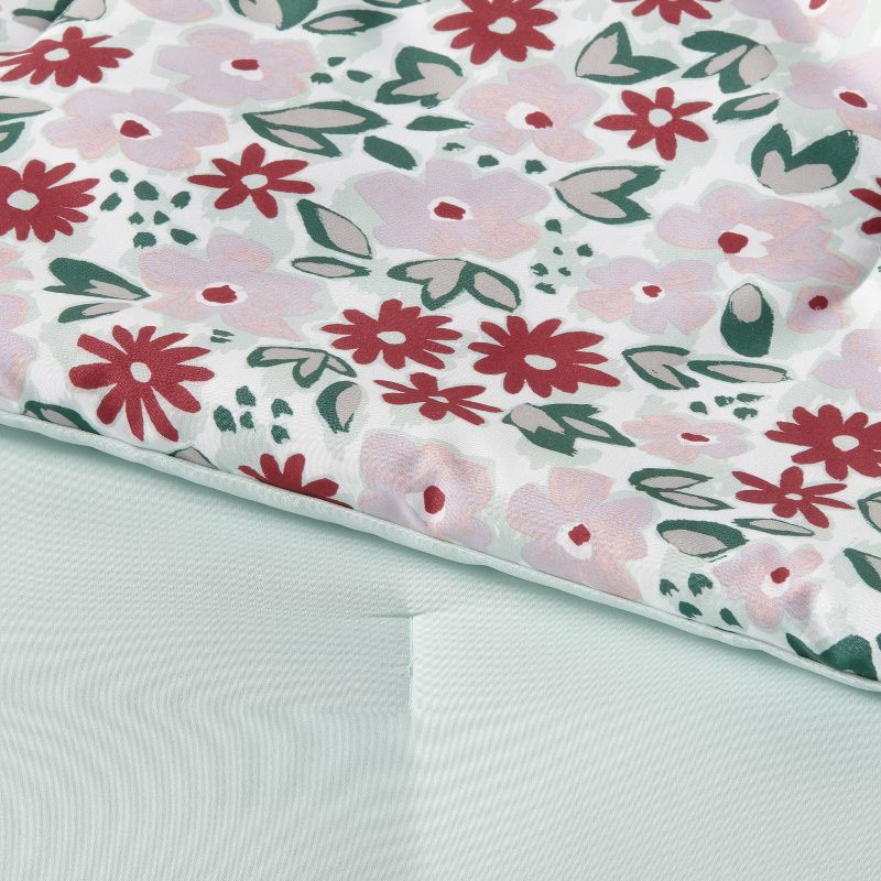 Microfiber Reversible Floral Print Comforter Light Purple/Mint Green - Room Essentials™, 5 of 7