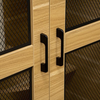 PawHut Cat House with Cat Tree Kitty Cage with Scratching Posts Condo Wheels Flap Door, Oak, 31.5" x 20" x 48.5"