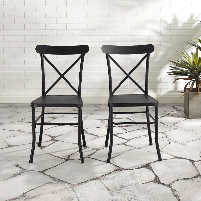 Astrid 2pk Indoor/Outdoor Metal Dining Chairs - Matte Black - Crosley, 4 of 10