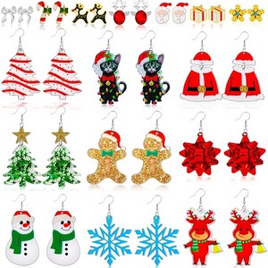 Bulk Holiday Earrings Assortment: 6-16 Pairs of Christmas & Fall Dangle and Stud Earrings for Women. - 1 of 4