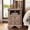 Farmhouse Nightstand with Charging Station, Wood Rustic End Table of Corner Bevel Shape with Drawers - 3 of 4
