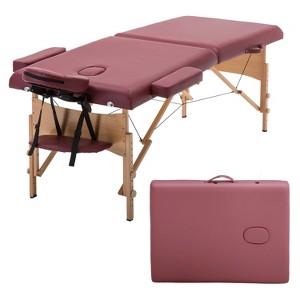 FDW Portable 84 Inches Long 28 Inchs Wide Hight Adjustable Table 2 Folding Massage Spa Facial Cradle Salon Bed W/Carry Case - 1 of 4