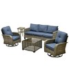 XIZZI Patio Furniture Sets Designed for Outdoor Relaxation, Comfy 3.5-Inch Cushions & 360° Swivel Action for Extra Comfort, 5 Pcs/Set, Denim Blue - 2 of 4