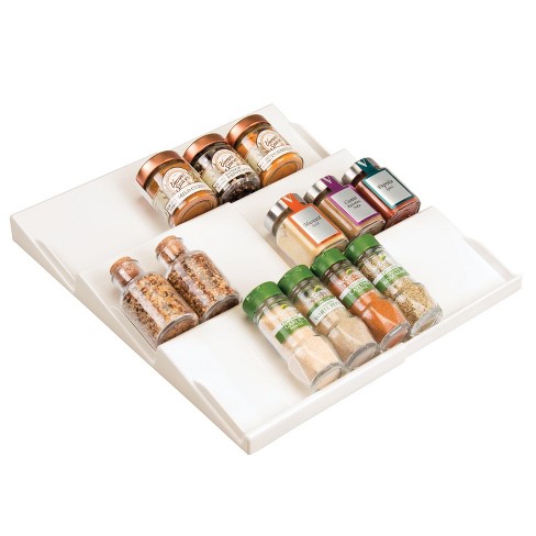 Mdesign Expandable Plastic Spice Rack Kitchen Drawer Organizer - 3 Tiers -  Clear : Target