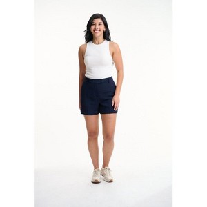 Lafidi Women’s Avia Hi-Rise Tailored Shorts, Flat Front Crepe Fabric, and Slash & Welt Pockets for a Polished Professional Look - 1 of 4