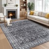 Green Floral Area Rug, Washable Non-Slip Classic Carpet for Living Room, Bedroom and Nursery - 3 of 4