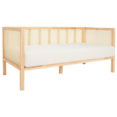 Natural Rattan 3-Seater Sofa with White Cushions