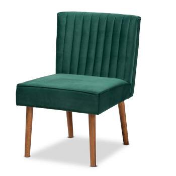 Alvis Velvet Upholstered and Wood Dining Chair - Baxton Studio