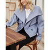 Womens Cropped Pea Coat Waterfall Collar Button Down Casual Jackets Fall Winter Outerwear - 4 of 4