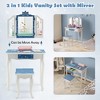 Costway 2 in 1  Kids Vanity Table and Chair Set with Drawer &Detachable Tri-Folding Mirror and Stool for Toddlers & Kids Pink/Blue - 4 of 4