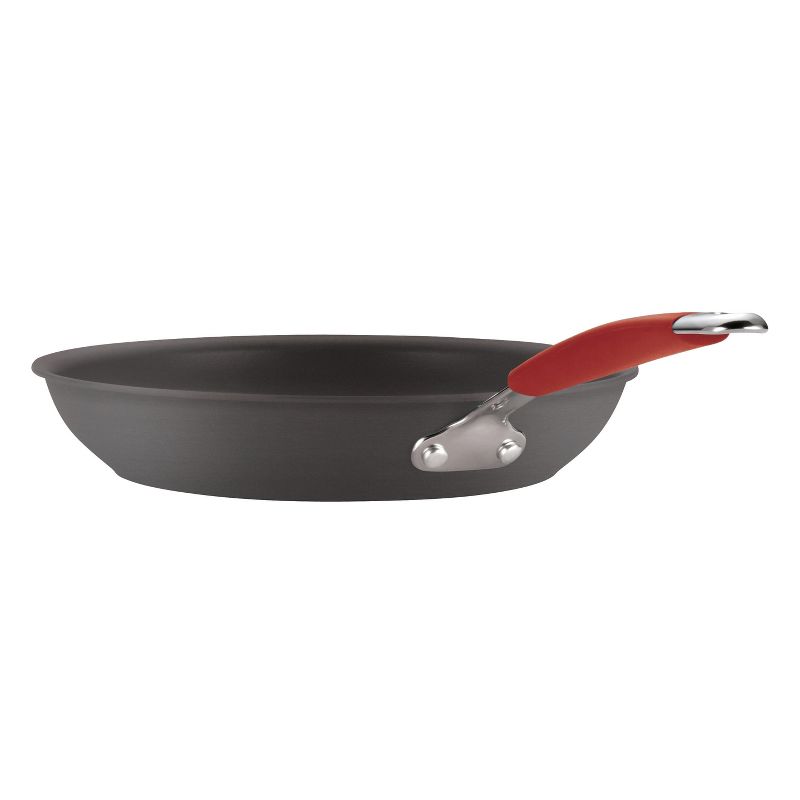 Rachael Ray Twin Pack Hard-Anodized Nonstick Skillet Set - Gray with Cranberry Red Handles, 4 of 5
