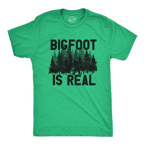 Mens Bigfoot Is Real T Shirt Funny Awesome Sasquatch Believer Outdoors Tee For Guys - Crazy Dog Men's T Shirt - 1 of 4