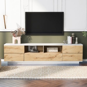 Chic Crate - 80" Modern Media Console w/ Adjustable Shelves & Soft-Close Doors - Multi-Room TV Stand for Living Room/Bedroom - Slate Gray - 1 of 4
