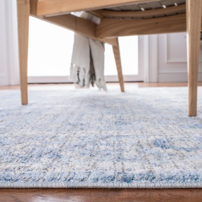 Grey and Turquoise Hand-Knotted Wool Runner Rug