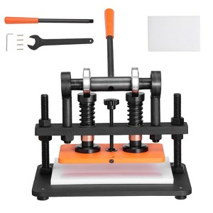 VEVOR Leather Cutting Machine, 10.2 x 5.9 in Embossing Plate Manual Die Cutter, 0.47 in Pressure Stroke Dual Guide Shafts Die Cut Machine, Black - 1 of 4