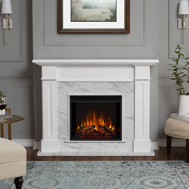 Real Flame Kipling Indoor Electric Fireplace White Marble, 3 of 20