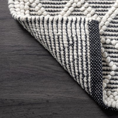 Gray Wool Trellis Pattern Reversible Runner Rug