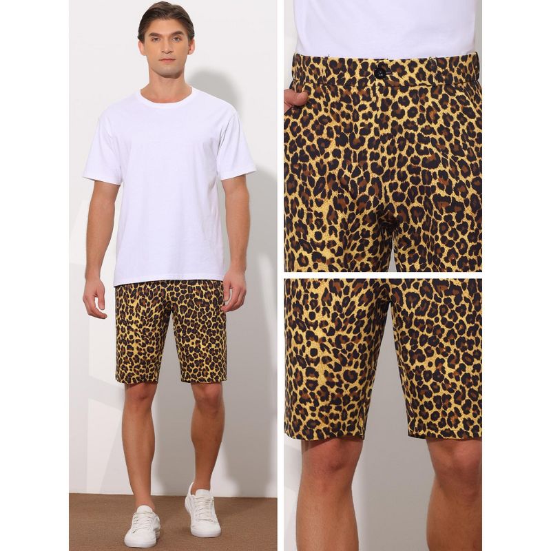 Lars Amadeus Men's Summer Regular Fit Flat Front Animal Patterned Shorts, 4 of 6
