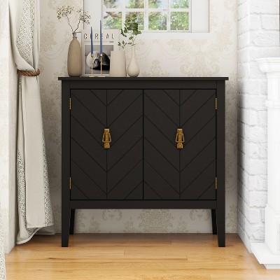 Okak Wooden Sideboard Buffet, Decorative Storage Cabinet with 2 Doors & Adjustable Shelves, Console Table for Kitchen Living/Dining Room