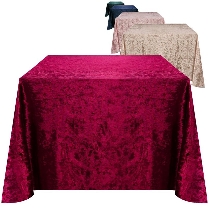 RCZ Décor Elegant Square Table Cloth - Made With Fine Crushed-Velvet Material, Beautiful Burgundy Tablecloth With Durable Seams, 1 of 5