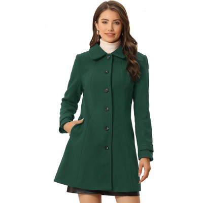 INSPIRE CHIC Women's Peter Pan Collar Single Breasted Winter Long Overcoat