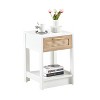 KTMBDW 2 Tier End Table, Rattan Side Table with Solid Wood Legs, Boho Bedside Table with Drawer and Storage Shelf, Nightstand for Bedroom - 4 of 4