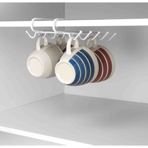 Brand: HOMEST Type: Under Cabinet Mug Rack Specifications: Space Saving,  Screw Mounted Keywords: Kitchen Storage Organization, Home Mug Hooks,  Coffee Cups Holder Key Points: Display, Easy Access, Sturdy Construction  Main Features: 6