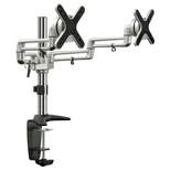 Mount-It! Dual Monitor Mount | Double Monitor Desk Stand | Two Full Motion Arms Fit 2 Computer Screens 17 - 27 in. | C-Clamp and Grommet Base | Silver